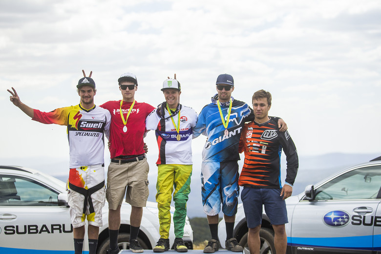 Australian National Round 2 Pro DH Podium - Troy Brosnan on top. Photo by Tim Bardsley-Smith
