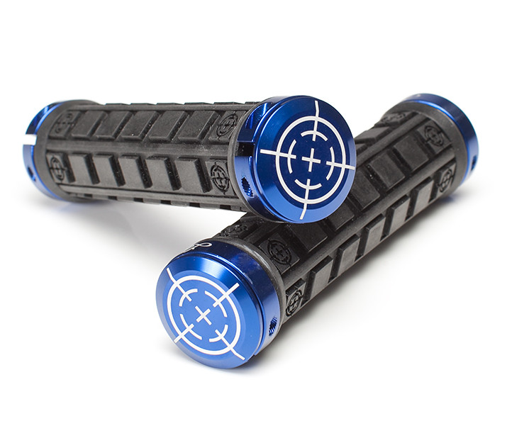 blue mountain bike grips