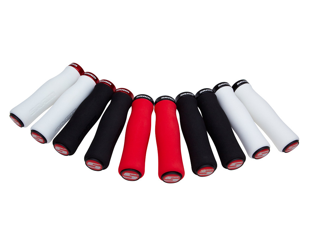 SRAM Locking Foam Contour Grips Red with Single Black Clamp and End Plugs