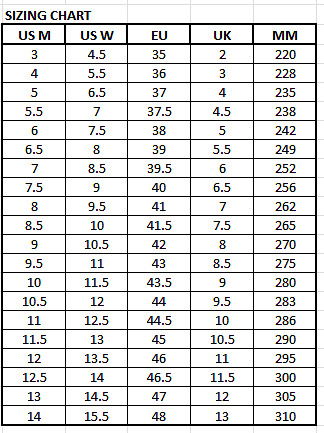 s1600 Full Sizing Chart