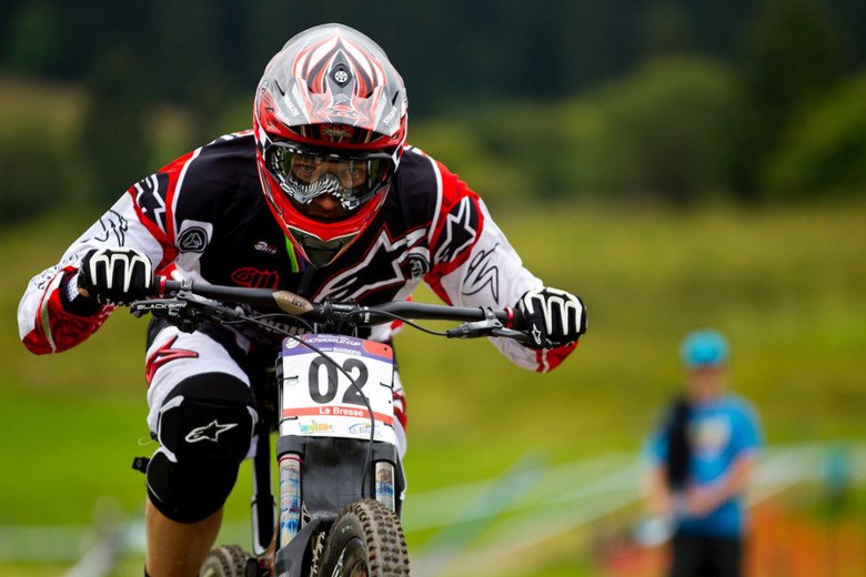 A fast and focused Greg Minnaar returned to the top of the box today. - Photo by Sven Martin