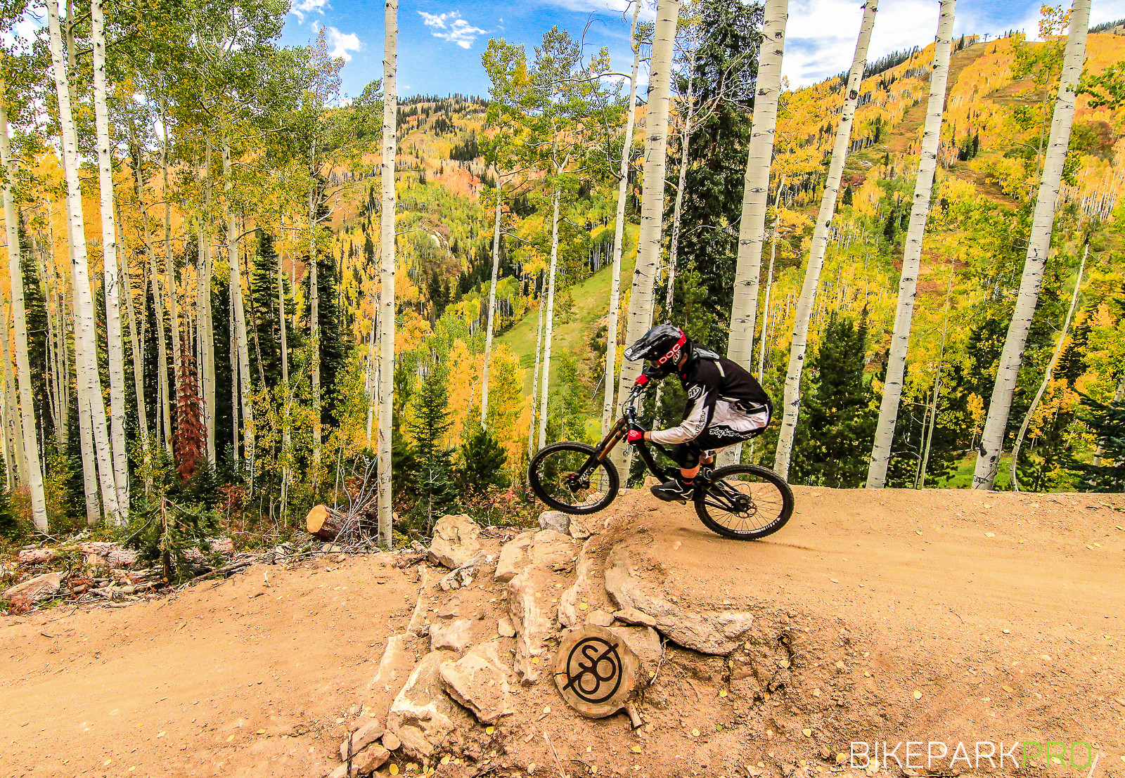 Steamboat Bike Park's "Flying Diamond" jump trail. Rider: Nate Bowman