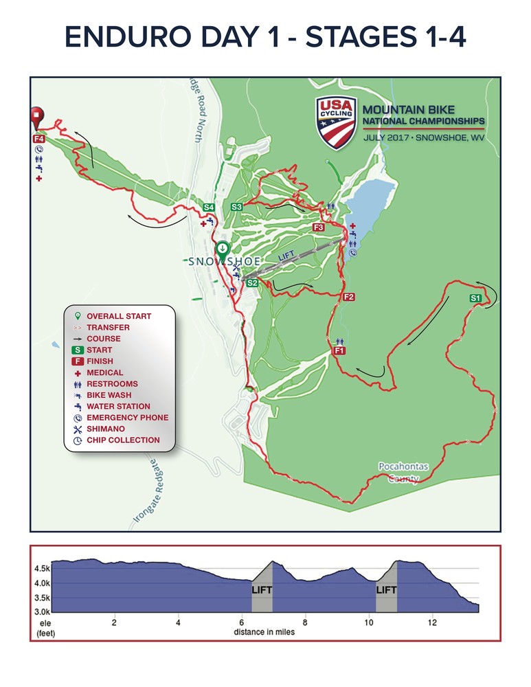 Map of National Champs Enduro Stages 1-4