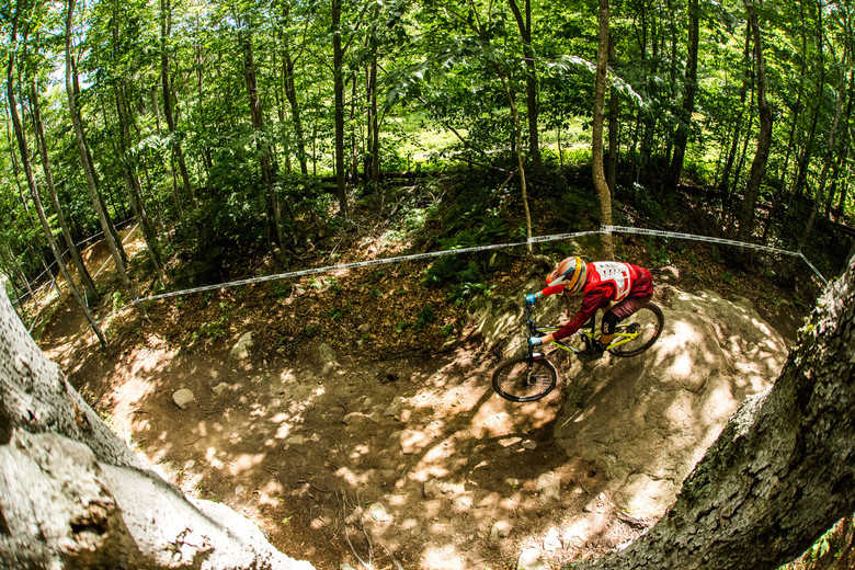 Voiding warranty and sending it anyways, Galen Carter was rocking a trail bike with a BoXXer. 23rd for the innovator.