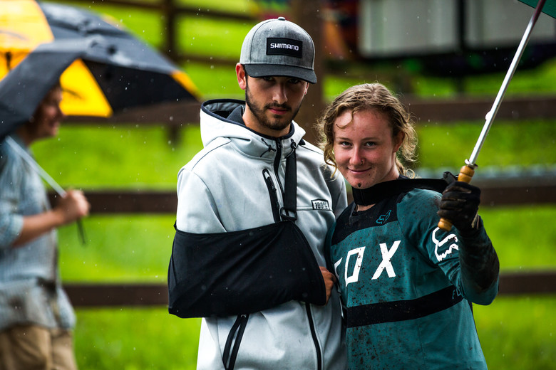 Former teammates on the Eastern States Cup Juniors squad, Avi and Mazie catch up after her run...and give Vital their best Blue Steele.