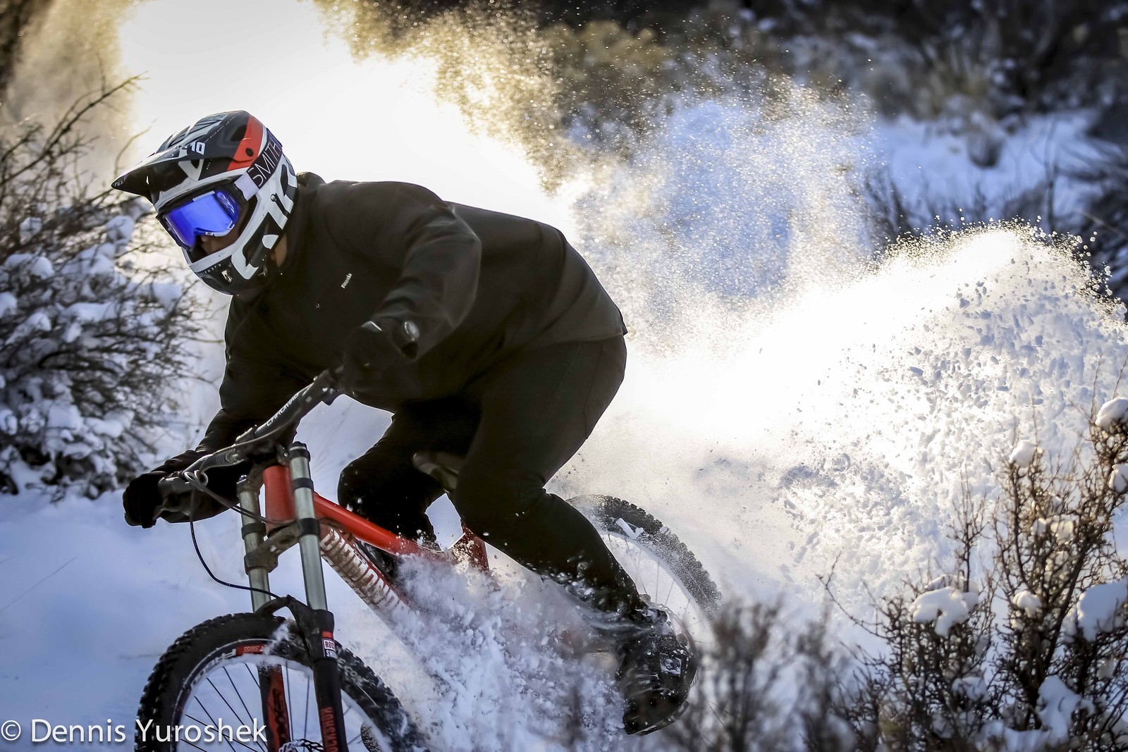 mountain biking in the snow