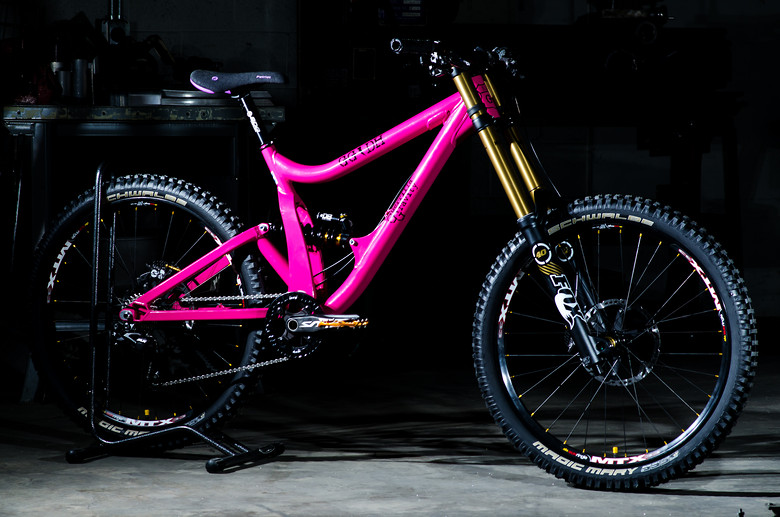 purple downhill bike