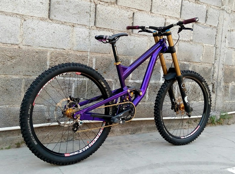 purple downhill bike