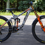 Giant Glory Advanced mullet converted & sticker bombed (my son's bike)