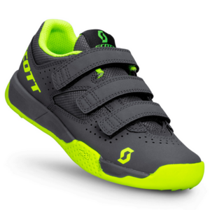 Scott AR Kid's Strap Flat Pedal Shoe (2024) - Gray/Neon Green