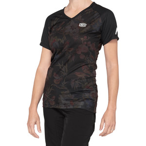 100% Airmatic Women's Riding Jersey - Black Floral (2024)