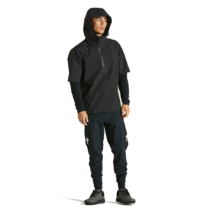 Trail Rain Anorak Short Sleeve Black Full Front View