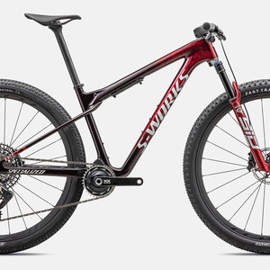 2023 Specialized Epic World Cup S-Works (Gloss Red Tint / Flake Silver Granite / Metallic White Silver)
