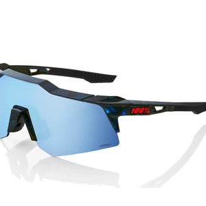 100% Speedcraft XS Glasses - Black Holographic HiPER Blue Multilayer Mirror Lens (2024)