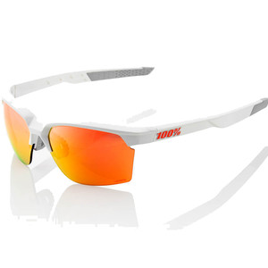 100% Sportcoupe Glasses - Matte White HiPER Red Multilayer Mirror Lens (2024)