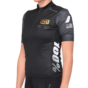 100% Exceeda Women's SS Jersey - Black/Charcoal (2024) - front