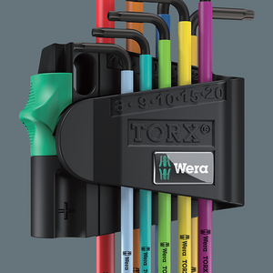 Wera 967/9 TX BO Multicolour 1 SB L-key set for tamper-proof TORX screws, BlackLaser (9 pieces)