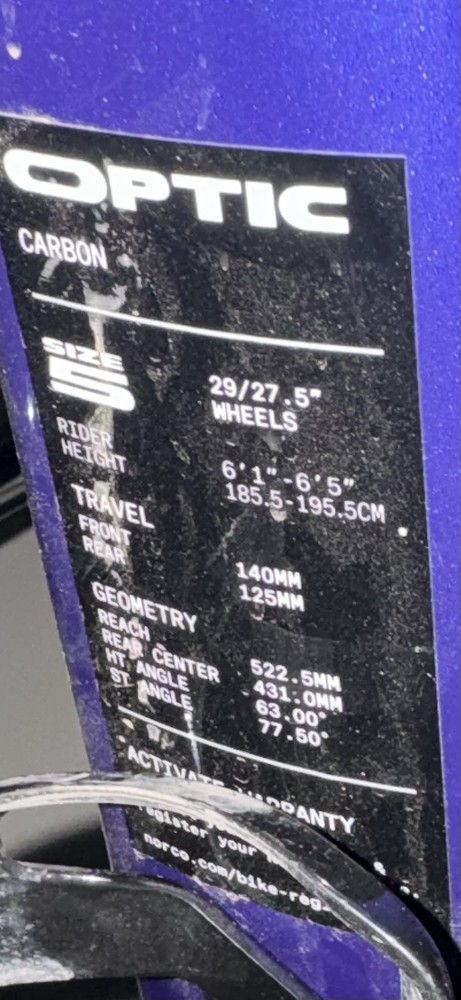 63-degree Head Angle according to our bike's labeling