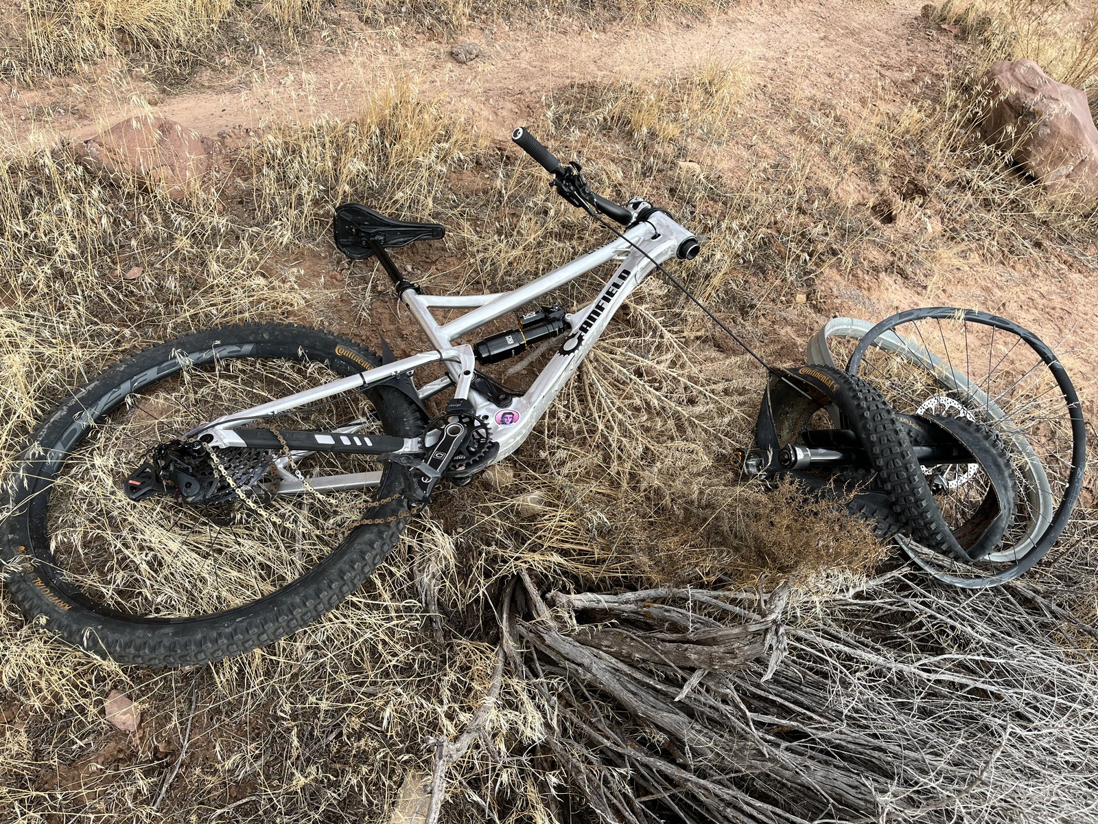 This is the aftermath of the Lithium going over a cliff. Took about 2 weeks to finally find a way to retrieve it. This is the aftermath of the Lithium going over a cliff. Took about 2 weeks to finally find a way to retrieve it.