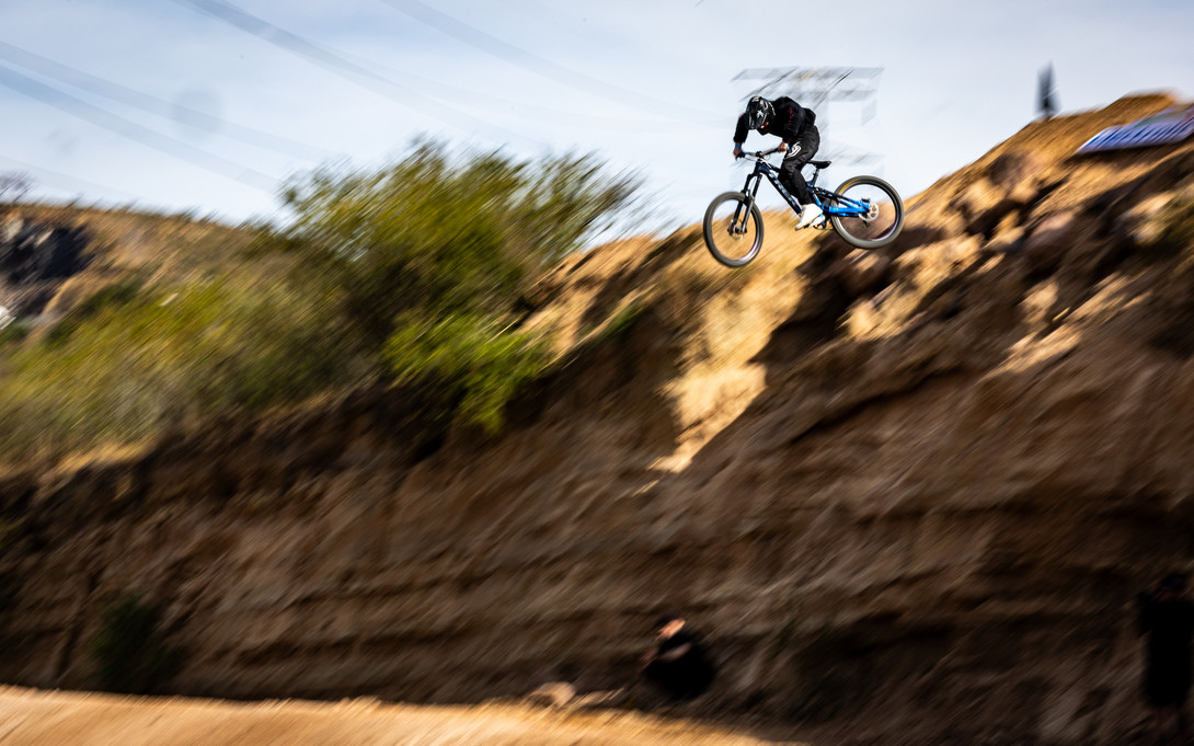 Josh Heathcote with super sonic speed down the drop.